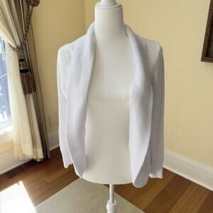 Lilly Pulitzer White Open Front Knit Cardigan Sweater Shawl Collar Large